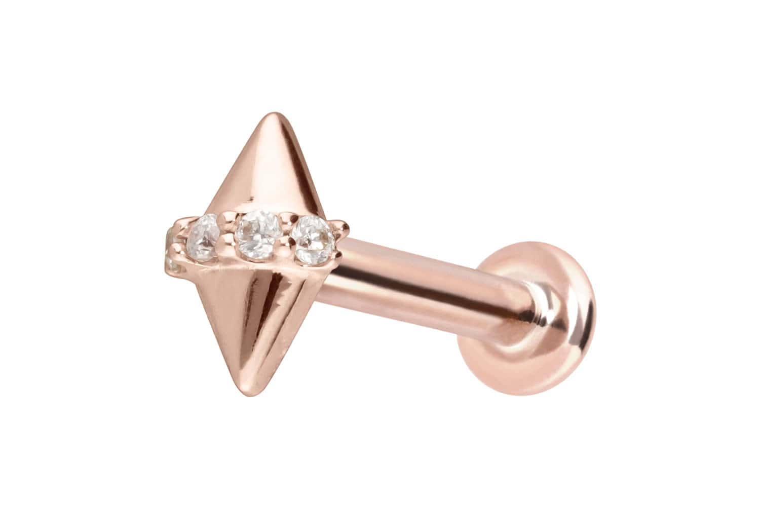 14 Karat Gold Labret Piercing mit Push Fit MOISSANITE + 2 SPITZEN